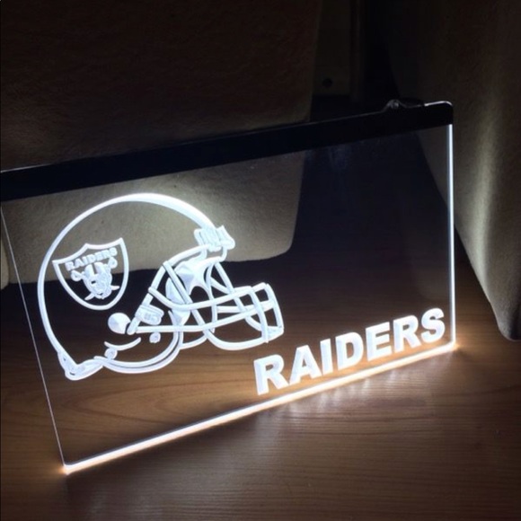 RAIDERS HELMET LED NEON WHITE LIGHT SIGN 8x12 - Picture 2 of 3